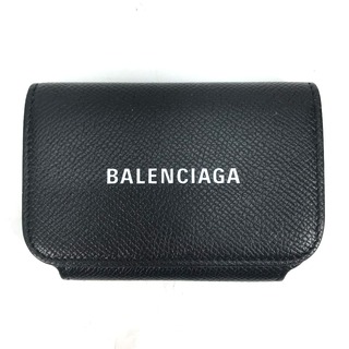 バレンシアガ(Balenciaga)のバレンシアガ BALENCIAGA ロゴ 594225 ウォレット 名刺入れ パスケース カードケース レザー ブラック 美品(パスケース/IDカードホルダー)