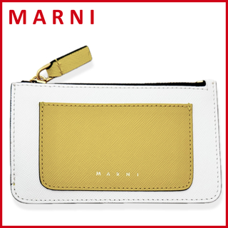 マルニ(Marni)の新品マルニ　レザー　カードケース(ミニ財布)　白×黄色　MARNI(名刺入れ/定期入れ)