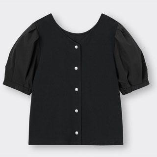 ジーユー(GU)のGU コンビネーション　5分袖　ブラック　XL(Tシャツ(半袖/袖なし))