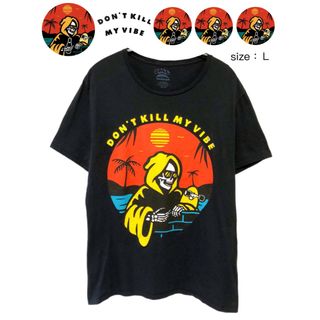 Don't kill my vibe　Skull　Tシャツ　L　黒　USA古着(Tシャツ/カットソー(半袖/袖なし))