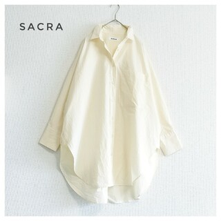 SACRA - SACRA サクラ コットン オーバーサイズシャツ ビッグシャツ アイボリー