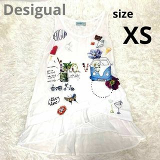 DESIGUAL - Desigual 刺繍 チュニック ノースリーブ 夏 XSサイズ