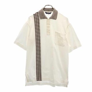アクアスキュータム(AQUA SCUTUM)のアクアスキュータム 日本製 ロゴ刺繍 ゴルフ 半袖 ポロシャツ M 白 Aquascutum メンズ(ポロシャツ)