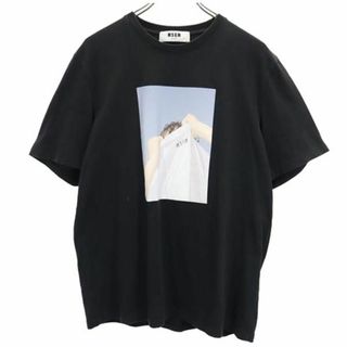 エムエスジイエム(MSGM)のエムエスジーエム イタリア製 プリント 半袖 Tシャツ S ブラック MSGM メンズ(Tシャツ/カットソー(半袖/袖なし))