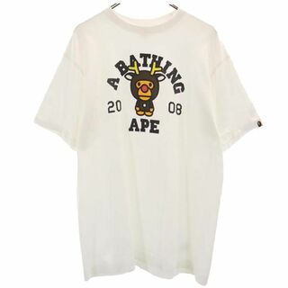 A BATHING APE - アベイシングエイプ 日本製 プリント 半袖 Tシャツ L 白 A BATHING APE メンズ