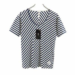 グラム(glamb)の未使用 グラム 日本製 ボーダー柄 半袖 Tシャツ 1 白×ネイビー glamb レディース(Tシャツ(半袖/袖なし))