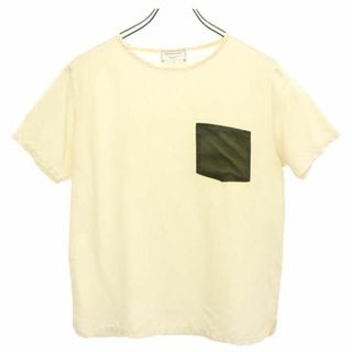 メゾンキツネ(MAISON KITSUNE')のメゾンキツネ フランス製 シルク 半袖 Tシャツ S ベージュ系 MAISON KITSUNE 胸ポケット レディース(Tシャツ(半袖/袖なし))