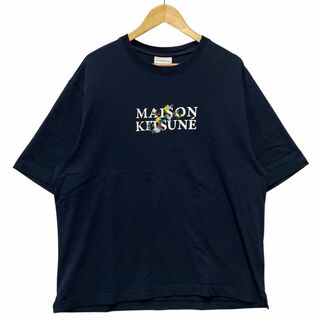メゾンキツネ(MAISON KITSUNE')のMAISON KITSUNE メゾンキツネ 刺繍ロゴ 半袖Ｔシャツ ネイビー サイズXL 正規品 / B5373(Tシャツ/カットソー(半袖/袖なし))