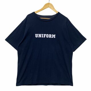 UNIFORM EXPERIMENT ユニフォームエクスペリメント 22AW UE-222039 COLLEGE TEE プリント Tシャツ 半袖 ネイビー サイズ4 正規品 / B5386