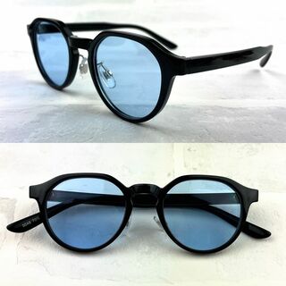 クラウンパウンド型 ライトブルー ボストン サングラス ウェリントン 眼鏡(サングラス/メガネ)