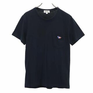 メゾンキツネ(MAISON KITSUNE')のメゾンキツネ 半袖 Tシャツ XS ブラック系 MAISON KITSUNE 胸ポケット メンズ(Tシャツ/カットソー(半袖/袖なし))