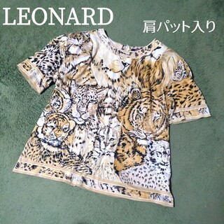 レオナール(LEONARD)のレオナール　レオパード柄　半袖カットソー　コットン100%　日本製  Lサイズ(カットソー(半袖/袖なし))