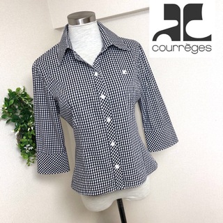 クレージュ(Courreges)のクレージュCourregesのギンガムチェックのシャツ11号L(シャツ/ブラウス(長袖/七分))