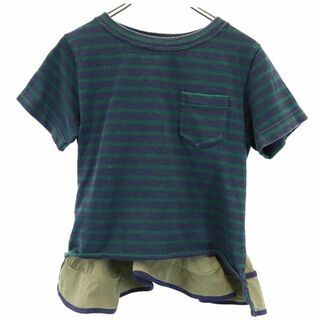 サカイ(sacai)のサカイ ボーダー デザイン 半袖 デザイン Tシャツ 2 グリーン Sacai 裏メッシュ カットソー レディース(Tシャツ(半袖/袖なし))