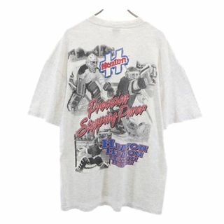 BULLETIN ATHLETIC 90s オールド バックプリント 半袖 Tシャツ L グレー BULLETIN ATHLETIC アイスホッケー メンズ(Tシャツ/カットソー(半袖/袖なし))