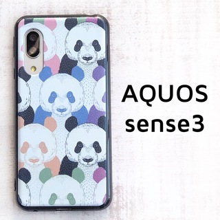 AQUOS sense3 カラフル パンダ ソフトケース