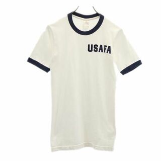 USAFA アメリカ空軍 半袖 リンガー Tシャツ S ホワイト×ネイビー USAFA メンズ(Tシャツ/カットソー(半袖/袖なし))
