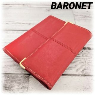 BARONET ビンテージ　レッド　折り畳み財布　レディース　本革　エレガント(財布)