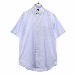 ランバン(LANVIN)のランバン 日本製 ストライプ柄 半袖 ボタンダウンシャツ 42 白×水色系 LANVIN メンズ(シャツ)