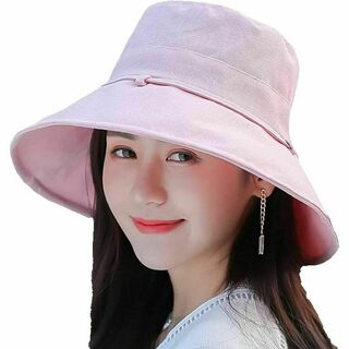 帽子 レディース UVカット ピンク 紫外線100％カット UV ハット 新品(ハット)