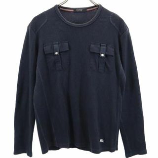 バーバリーブラックレーベル(BURBERRY BLACK LABEL)のバーバリーブラックレーベル 三陽商会 長袖 Tシャツ 2 ネイビー系 BURBERRY BLACK LABEL エルボーパッチ ロンT メンズ(Tシャツ/カットソー(七分/長袖))