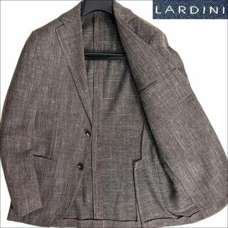 ラルディーニ(LARDINI)のJ6461 超美品 ラルディーニ リネン混テーラードジャケット ブラウン 44(テーラードジャケット)