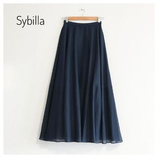 シビラ(Sybilla)の美品 Sybilla シビラ フレアロングスカート ネイビー M(ロングスカート)