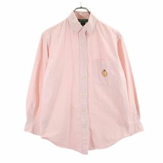 ローレンラルフローレン ストライプ 長袖 ボタンダウンシャツ 4 ピンク系 LAUREN RALPH LAUREN オックスフォード生地 レディース(シャツ/ブラウス(長袖/七分))