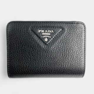 プラダ(PRADA)のプラダ 財布 二つ折り ブラック ヴィッテロダイノ レザー 1ML018(財布)