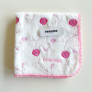 レノマ(RENOMA)の新品未使用品！  renoma タオルハンカチ ピンク 花柄 ハンドタオル(ハンカチ)