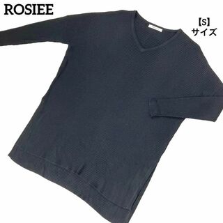 ロージー(ROSIEE)のA426 【美品】 ROSIEE ロージー リブニット 無地 黒 S Vネック(ニット/セーター)