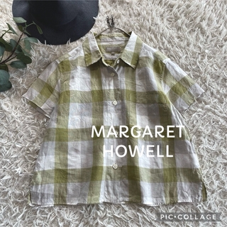 マーガレットハウエル(MARGARET HOWELL)のMARGARET HOWELL マーガレットハウエルブロックチェックリネンシャツ(シャツ/ブラウス(半袖/袖なし))