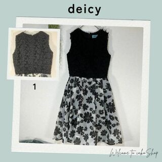 deicy - デイシー　deicy　フラワーレース　シアーワンピース　白黒　花柄　オーガンジー
