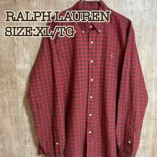 ラルフローレン(Ralph Lauren)のRalph Lauren ラルフローレン　BDシャツ　赤系チェック　刺繍ロゴXL(Tシャツ/カットソー(七分/長袖))