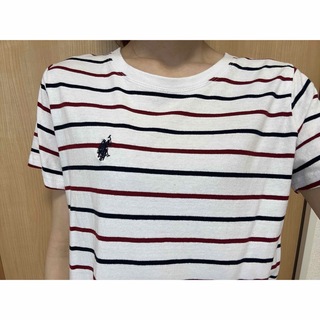 ユーエスポロアッスン(U.S. POLO ASSN.)のUSポロ ユーエスポロ　ボーダー　トリコロール　赤　青　白　刺繍　半袖(Tシャツ(半袖/袖なし))