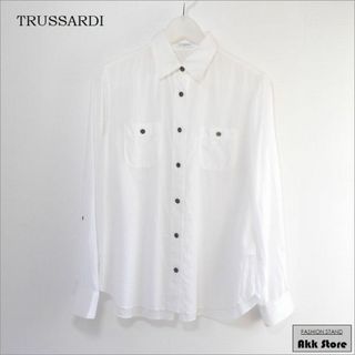 トラサルディ(Trussardi)のTRUSSARDI レディース トップス 長袖 ブラウス 白 M(シャツ/ブラウス(長袖/七分))