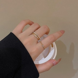 【大人気】レディース　リング　指輪　ゴールド　セット　重ね付け　3連　シンプル　(リング(指輪))