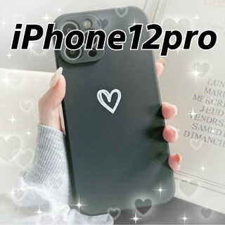 【iPhone12pro】iPhoneケース ブラック ハート 手書き 黒(iPhoneケース)