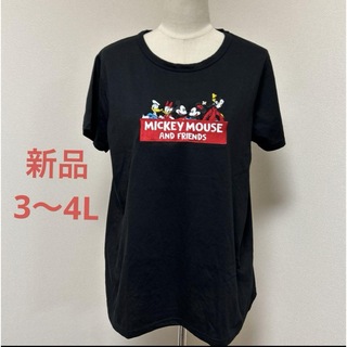 ディズニー(Disney)の新品　4L ミッキー刺繍　黒　ロングTシャツ(Tシャツ(半袖/袖なし))