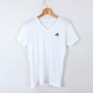 アディダス(adidas)のアディダス 半袖Ｔシャツ トップス Vネック ワンポイントロゴ スポーツウエア メンズ Mサイズ ホワイト adidas(Tシャツ/カットソー(半袖/袖なし))