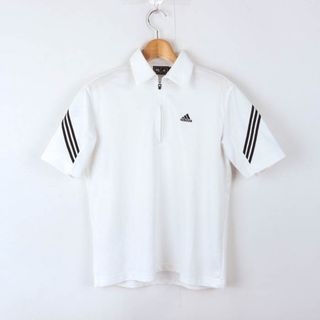 アディダス(adidas)のアディダス 半袖ポロシャツ トップス ハーフジップ ゴルフウエア メンズ S/Pサイズ 白×黒 adidas(ポロシャツ)