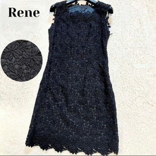 René - 完売品✨Rene ルネ TISSUE社 刺繍 花柄 レース ワンピース 黒 36