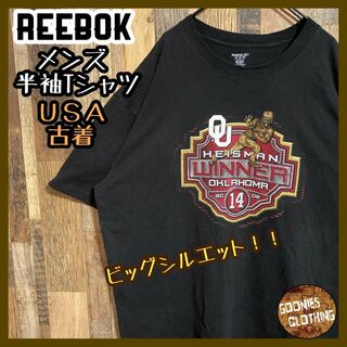 リーボック(Reebok)のReebok Tシャツ 半袖 2XL チーム ロゴ プリント ブラック US古着(Tシャツ/カットソー(半袖/袖なし))