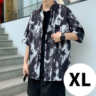 【大人気♪】メンズ　シャツ　半袖　ブラック　オーバーサイズ　XL(シャツ)