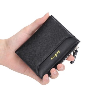 財布　折りたたみ　レザー　黒　軽量　メンズ　薄型　カードケース　大容量(折り財布)