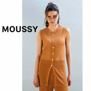 マウジー(moussy)のMOUSSY　マウジー　ジレ　ベスト　ニット　前あき　透かし編み　茶色　貝ボタン(ベスト/ジレ)