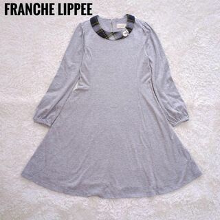 フランシュリッペ(franche lippee)のフランシュリッペ　襟付き　ワンピース　チェック　ねこ　36(ひざ丈ワンピース)