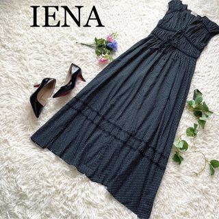 イエナ(IENA)の【美品】イエナ　ノースリーブドットロングワンピース　フレア　(ロングワンピース/マキシワンピース)