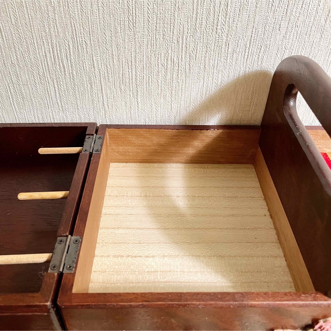 昭和レトロ アンティーク調 フラワー 木製 ソーイングボックス 昭和レトロ アンティーク調 フラワー 木製 ソーイングボックス