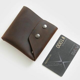 財布 二つ折り マネークリップ 牛革 レザー 第一層 本革 ブラウン メンズ(折り財布)